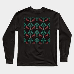 Scarlet Stallion: Embodying Freedom with Egyptian Tribal Elegance Long Sleeve T-Shirt